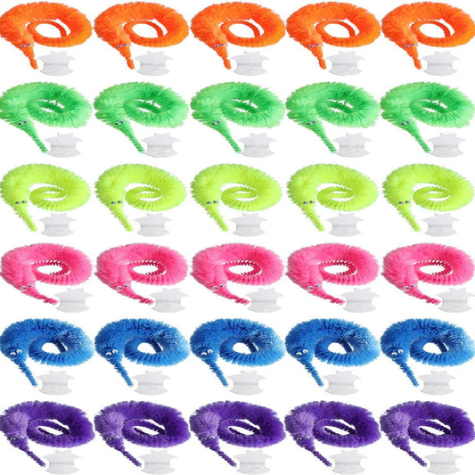 Soft Magic Worms Toy Wiggly Jiggly Worms Twisty Fuzzy Worms on String Carnival Party Favors (30 Pcs)