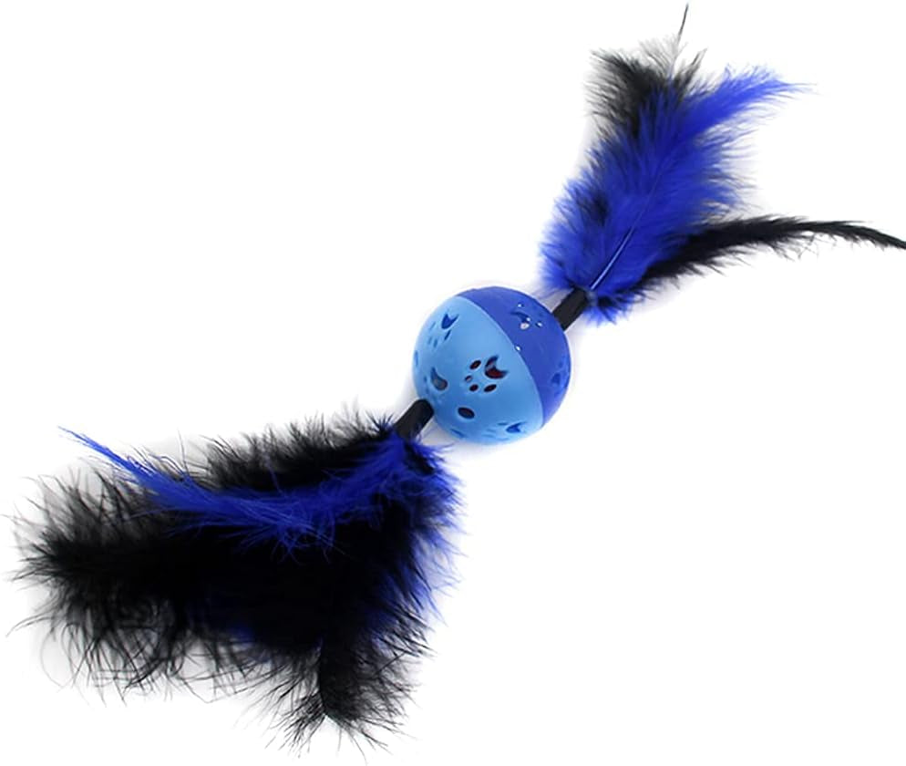 Feather Cat Toys,Kitten Toys for Indoor Cats,Cat Wand.Cat Toy Wand,Cat Teaser,Interesting Interactive Games (Double Color Feathers)
