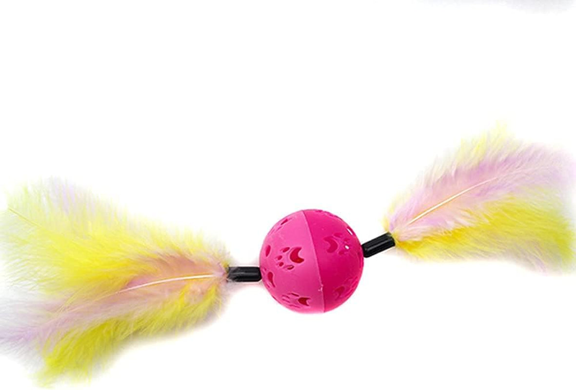 Feather Cat Toys,Kitten Toys for Indoor Cats,Cat Wand.Cat Toy Wand,Cat Teaser,Interesting Interactive Games (Double Color Feathers)