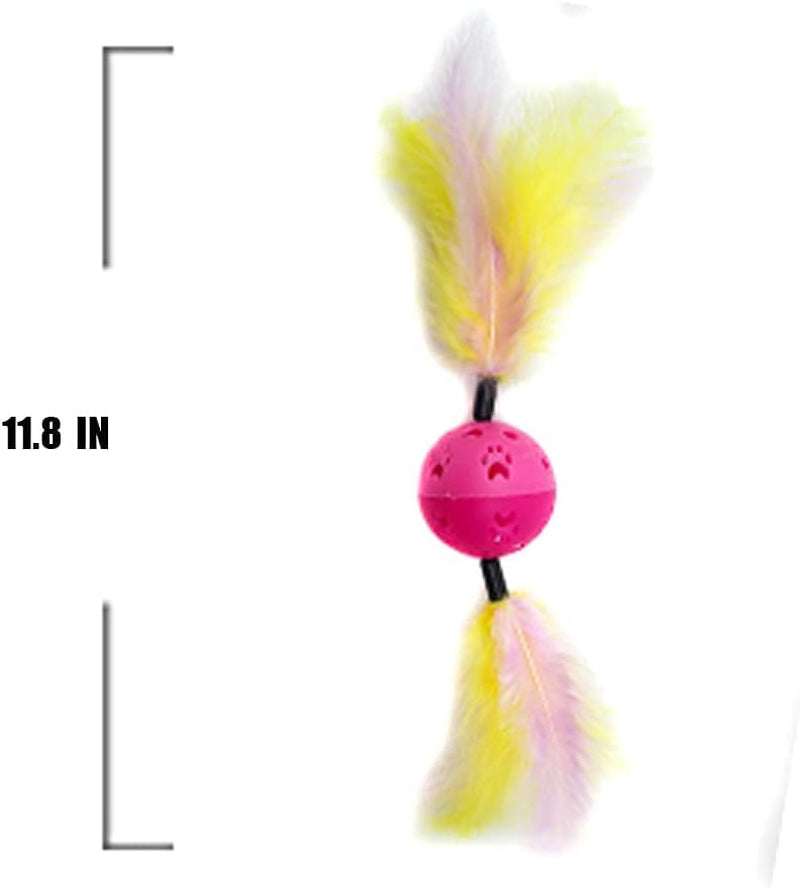 Feather Cat Toys,Kitten Toys for Indoor Cats,Cat Wand.Cat Toy Wand,Cat Teaser,Interesting Interactive Games (Double Color Feathers)